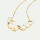 Opalescent White Diamantine Thin Necklace with Nine Stones and Fine Stars