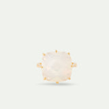 Opalescent White Diamantine Square Stone Solitaire Ring