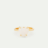 Opalescent White Diamantine Heart-Shaped Stone Solitaire Ring