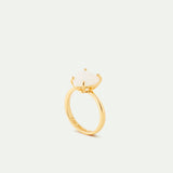 Opalescent White Diamantine Heart-Shaped Stone Solitaire Ring