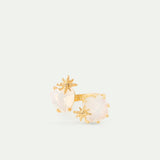 Heart and Square Stones Opalescent White and Fine Stars Adjustable You and Me Ring