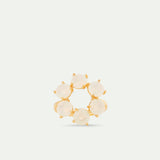 Opalescent White Diamantine Fine Ring with Six Round Stones