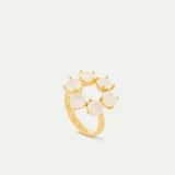 Opalescent White Diamantine Fine Ring with Six Round Stones