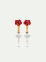 Ballerina and Red Flower Clip-On Earrings