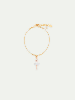 Ballerina Wearing a White Tutu with Silver Glitter Fine Bracelet