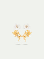 White Jasmine and Fairy Post Earrings