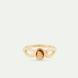 Thin Gold Ring, Striated Texture and Faceted Glass