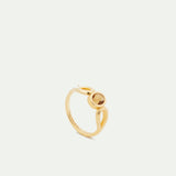 Thin Gold Ring, Striated Texture and Faceted Glass