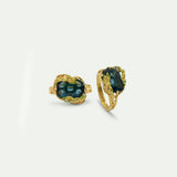 Wisteria Leaves and Faceted Glass Cocktail Ring