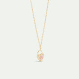 Heart Medallion and Pansy Flower Pendant Necklace
