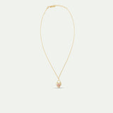 Heart Medallion and Pansy Flower Pendant Necklace
