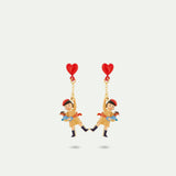 N2 Little Girl, Dachshund and Heart Balloon Post Earrings