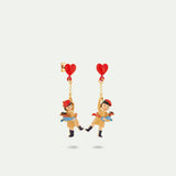 N2 Little Girl, Dachshund and Heart Balloon Post Earrings