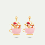 N2 Little Girl and Dachshund on a Merry-Go-Round Post Earrings