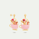 N2 Little Girl and Dachshund on a Merry-Go-Round Post Earrings
