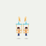 N2 Little Girl and Funfair Ride Clip-On Earrings