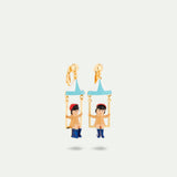N2 Little Girl and Funfair Ride Clip-On Earrings