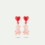 N2 Teddy Bear and Heart Balloon Post Earrings