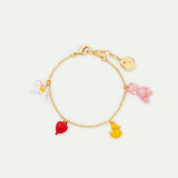 N2 Horse, Heart, Duck and Teddy Bear Charm Bracelet