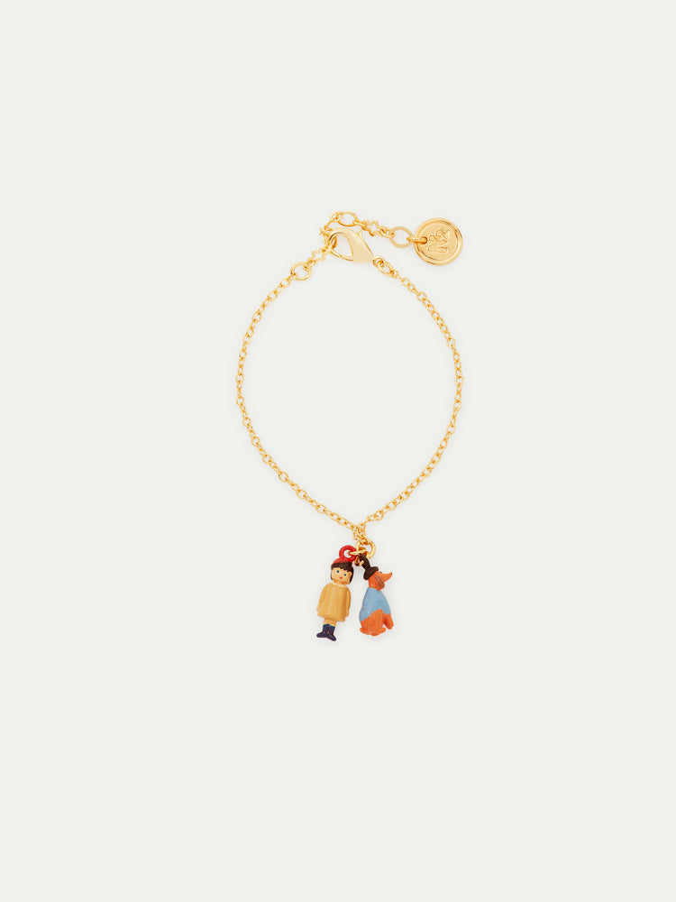 N2 Little Girl and Dachshund Charm Bracelet