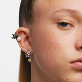 Asymmetrical Faceted Star and Jasmine Flower Post Earrings