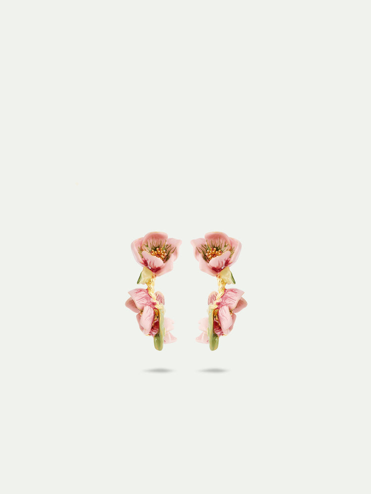 Christmas Rose and Hellebore Flower Post Hoop Earrings