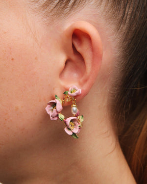 Christmas Rose and Hellebore Flower Post Hoop Earrings