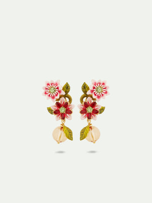 Passion Flower and Glass Bead Post Earrings Les Nereides