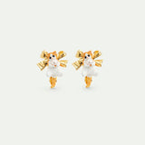 Orange Tabby Kitten and Golden Bow Post Earrings