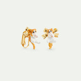 Orange Tabby Kitten and Golden Bow Clip-On Earrings