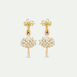 White and Gold Ballerina Clip-On Earrings