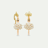 White and Gold Ballerina Clip-On Earrings