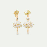 White and Gold Ballerina Post Earrings