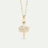 White and Gold Ballerina Pendant Necklace