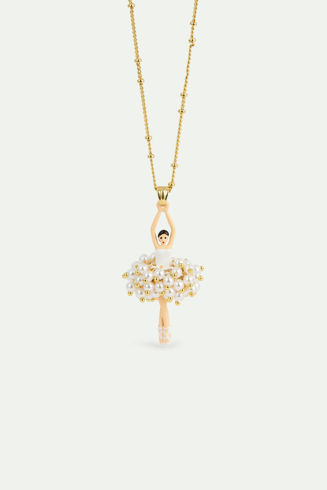 White and Gold Ballerina Pendant Necklace