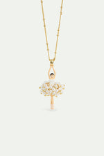 White and Gold Ballerina Pendant Necklace