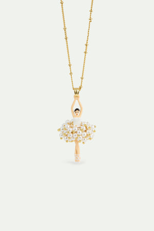 White and Gold Ballerina Pendant Necklace