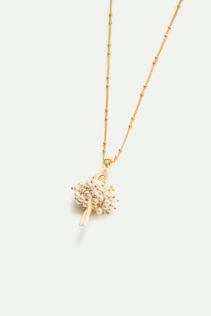 White and Gold Ballerina Pendant Necklace