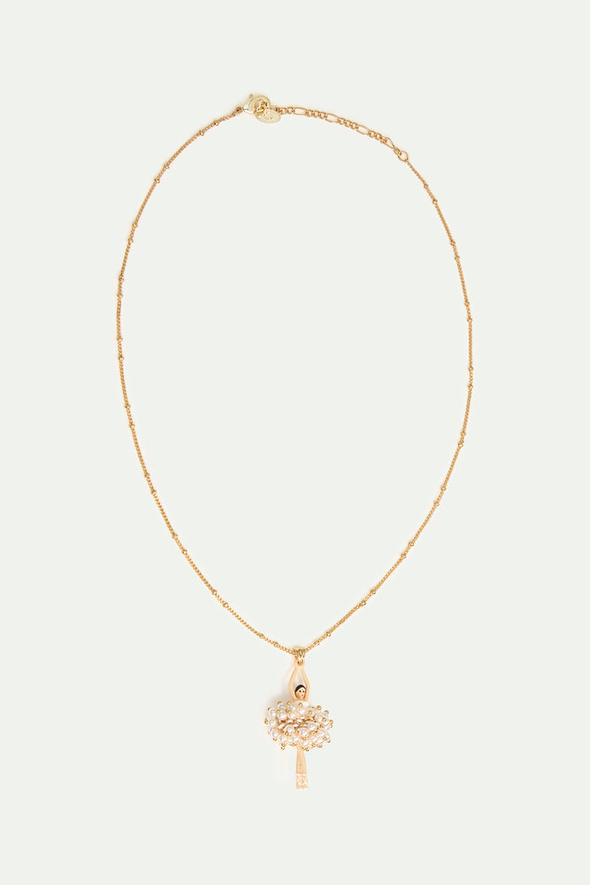 White and Gold Ballerina Pendant Necklace