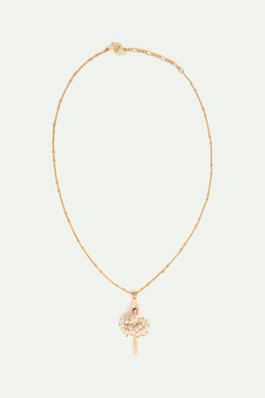 White and Gold Ballerina Pendant Necklace