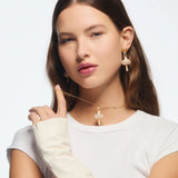 White and Gold Ballerina Post Earrings
