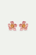 Large Pink Magnolia Flower Post Earrings