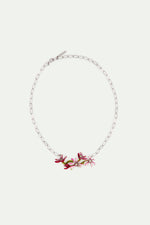 Magnolia Flowers Silver Statement Necklace