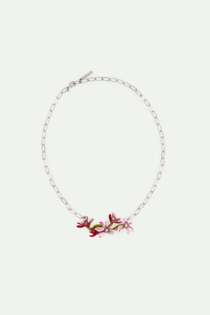 Magnolia Flowers Silver Statement Necklace