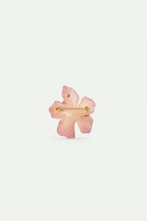 Large Magnolia Flower and Glass Cabochon Brooch