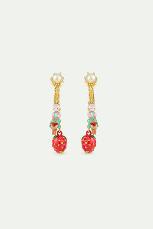 N2 Strawberry and Ginger Cat Clip-On Dangle Earrings