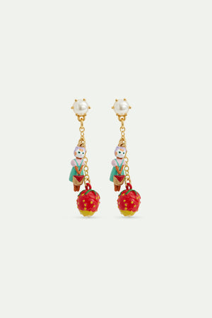 N2 Strawberry and Ginger Cat Dangle Post Earrings