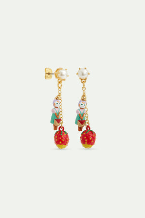 N2 Strawberry and Ginger Cat Dangle Post Earrings