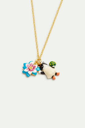 N2 Blue Flower and Black Kitten Fine Bracelet