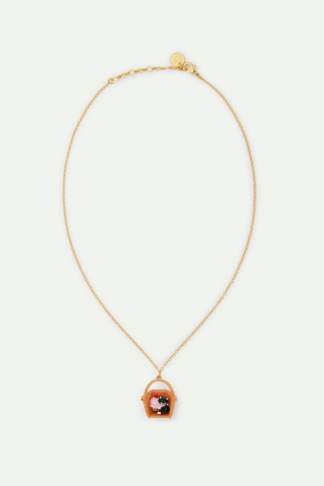 N2 Basket, Black Cat and Pastry Pendant Necklace